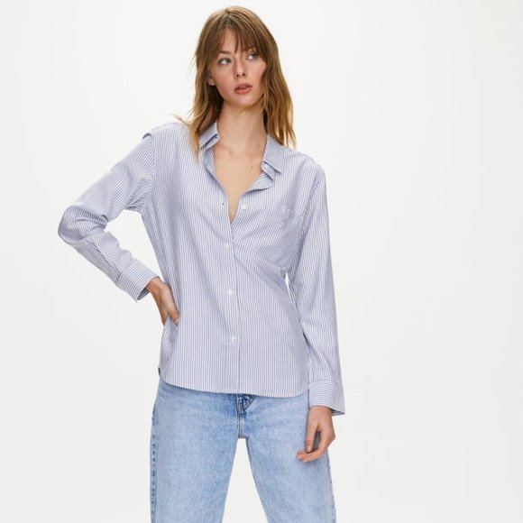Aritzia Tops - ❌SOLD ❌Aritzia Sunday Best Montana Shirt Striped button-down shirt White/Royal